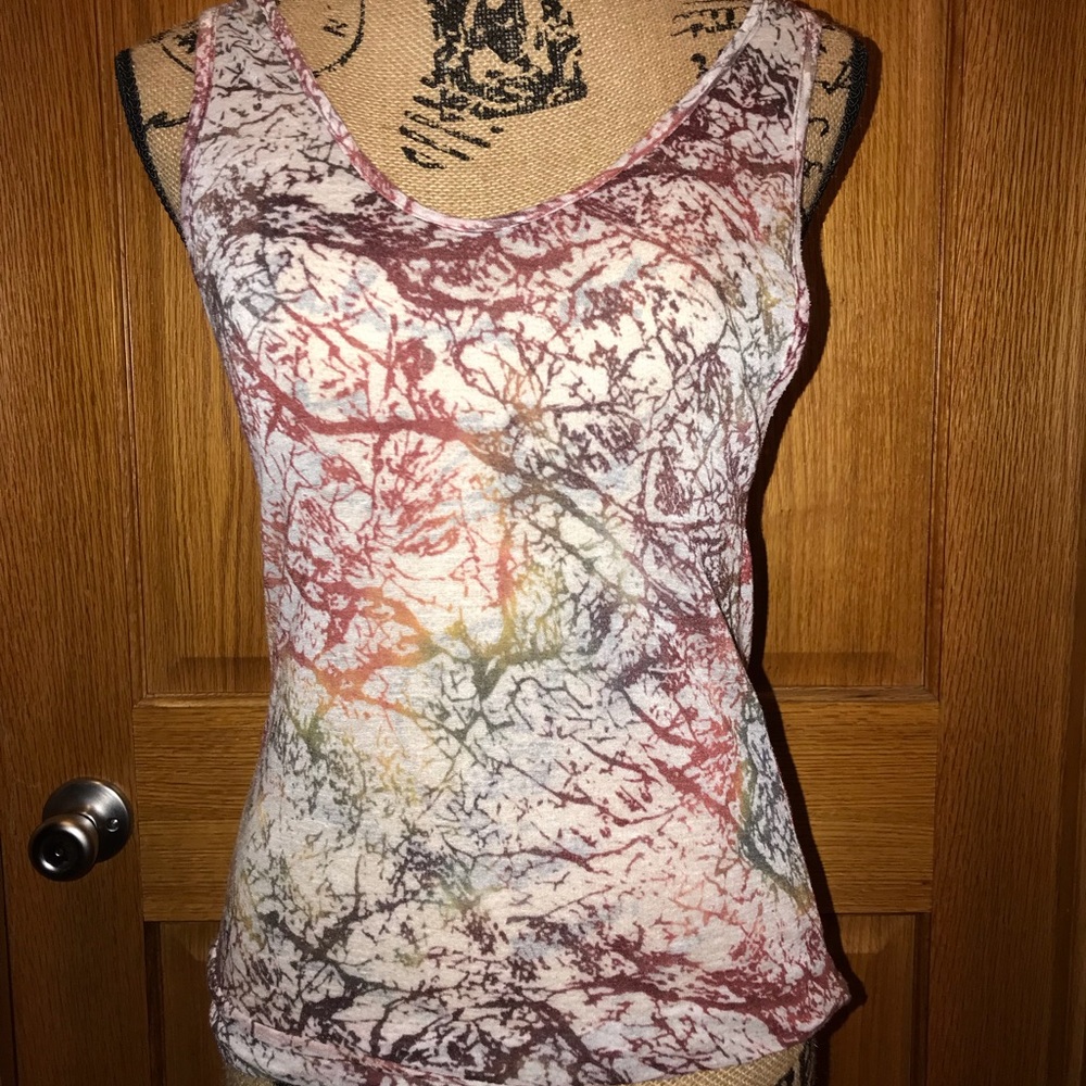 Rainbow color burnout tank top